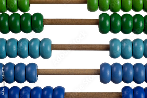 Closeup of the colorful beads of an abacus for children