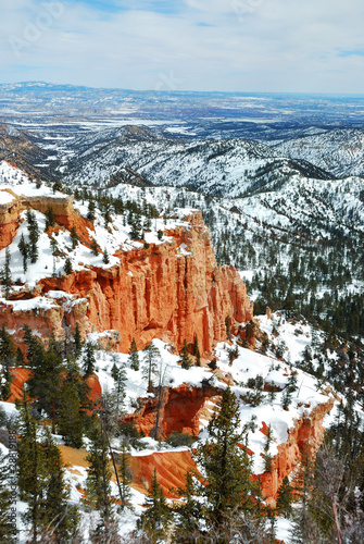 Bryce canyon panorama with snow