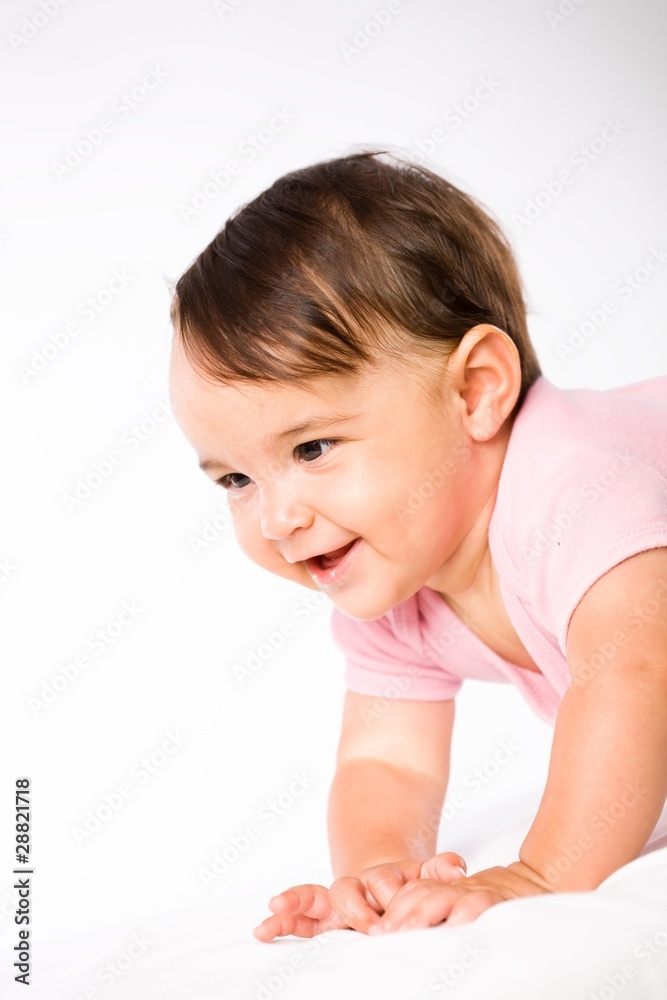 Portrait of crouching baby