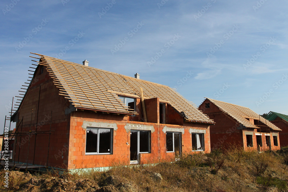 Construction of semi-detached houses in the suburbs Construction of semi-detached houses in the suburbs