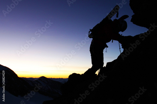Outdoor sport - silhouette of a climber.