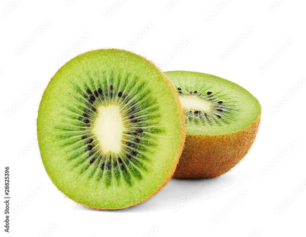 Fototapeta premium Kiwi fruit cut in two halves isolated on white background
