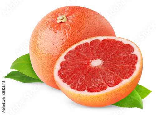 Isolated grapefruit. Cut pink grapefruits isolated on white background