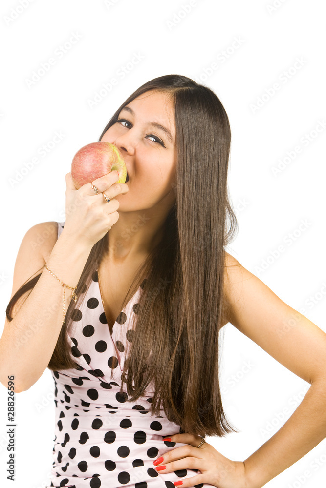 Beautiful asian girl eat the apple. Healthy eating Beautiful asian girl eat the apple. Healthy eating