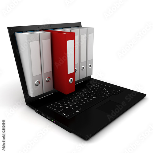 3d dossier popping out from a laptop screen