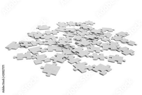 Pieces of puzzle upturned. Isolated on white