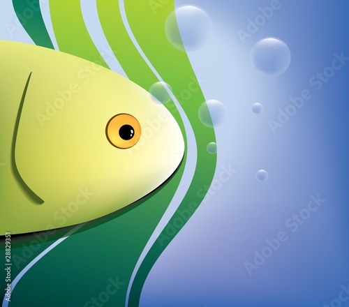 abstract background with the fish and  air bubbles