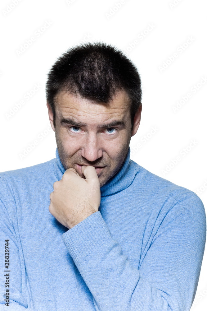 man portrait biting nails anxious nervous man portrait biting nails anxious nervous