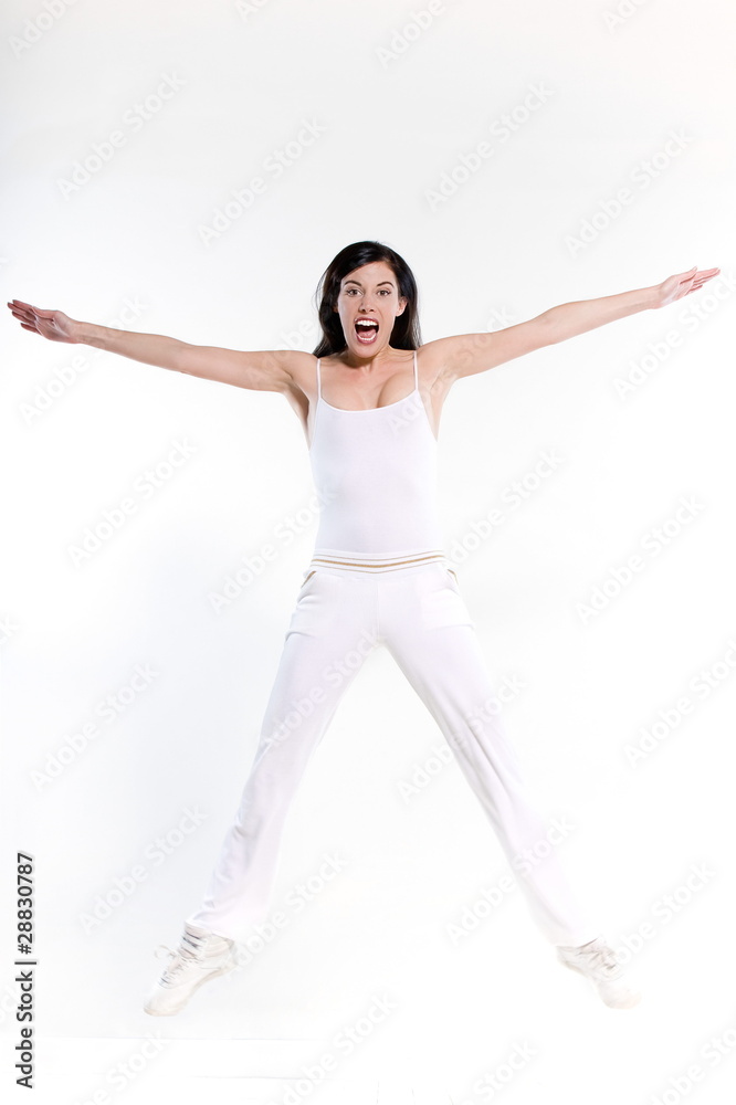Fototapeta premium on studio isolated white background doing her workout
