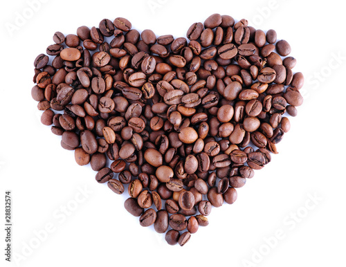 Heart made out of coffee beans