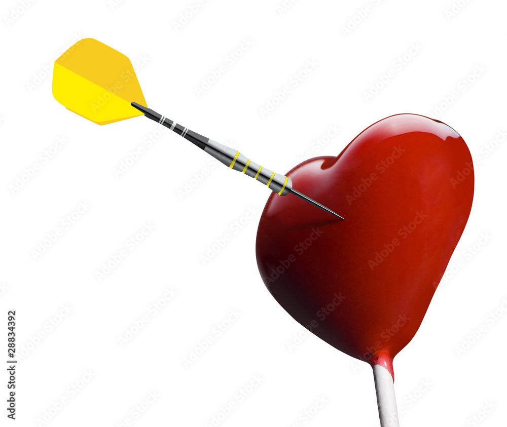 Heart-shaped lollipop hit by an arrow Heart-shaped lollipop hit by an arrow
