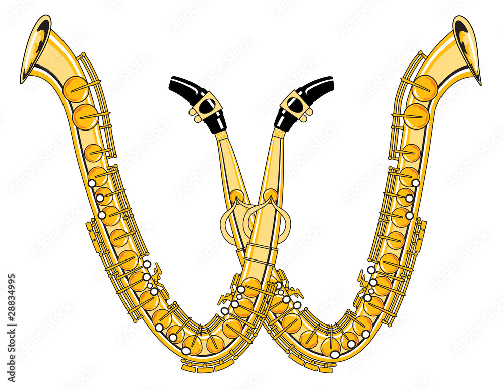 SaxophoneStyle Musical Alphabet Letter W Stock Vector Adobe Stock