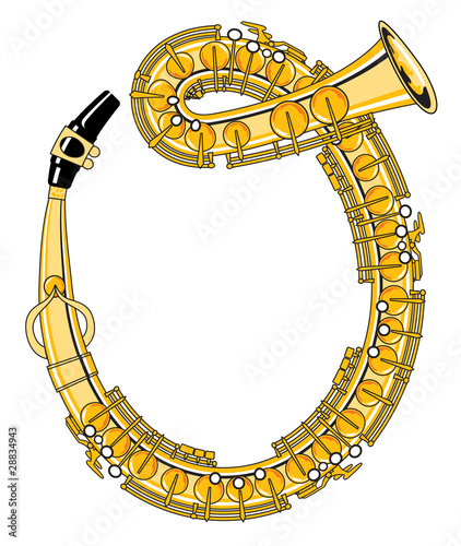 Saxophone-Style Musical Alphabet Letter O