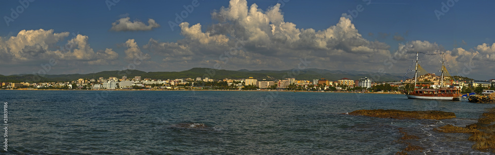 bay, kos, sea, hill, town
