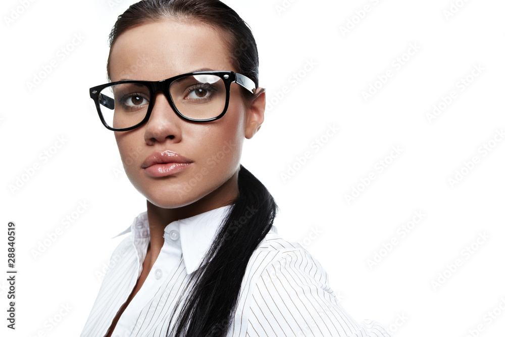 Portrait of beautiful business woman wearing glasses Portrait of beautiful business woman wearing glasses