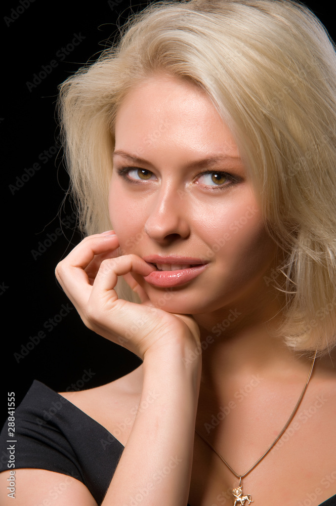 young woman on a black background young woman on a black background