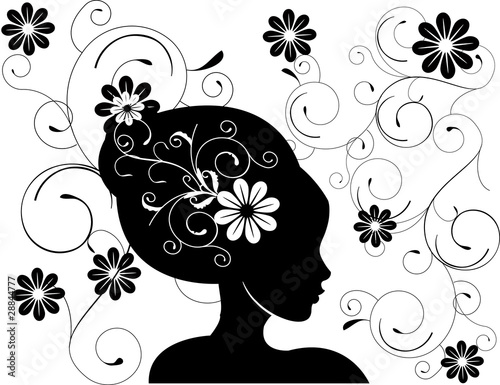 abstract women illustration vector silhouette flowers