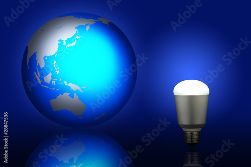 LED電球と地球