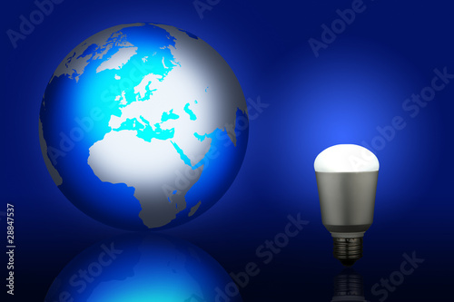 LED電球と地球