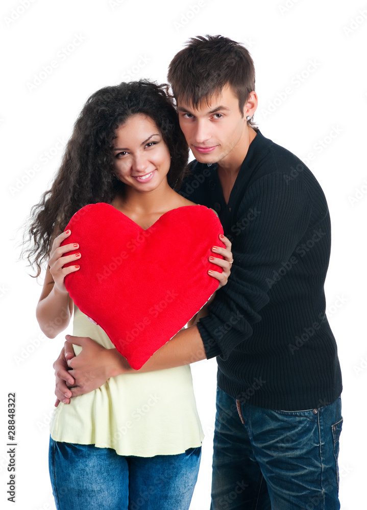 Young couple with a big heart