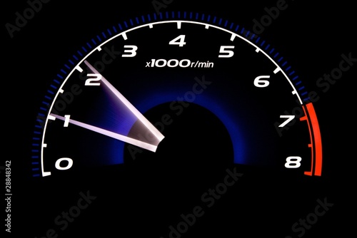 Car Tachometer lluminated at night