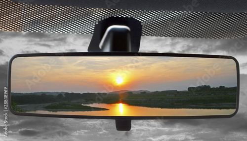 Sunset in the rearviewmirror