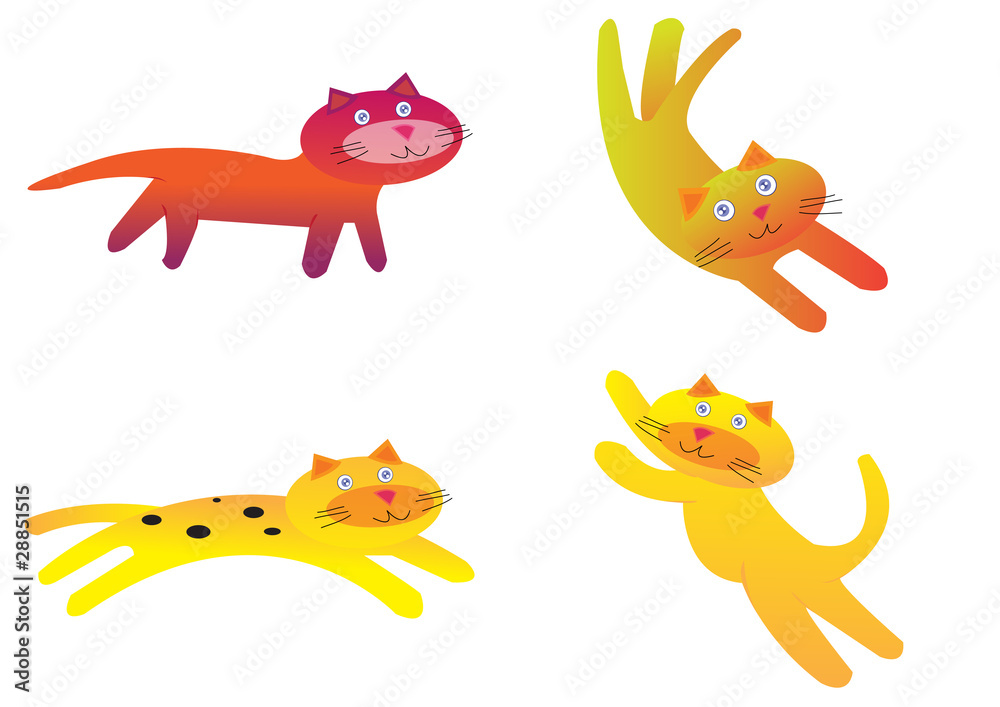 Cute Cat Assorted with Isolated White Background Cute Cat Assorted with Isolated White Background