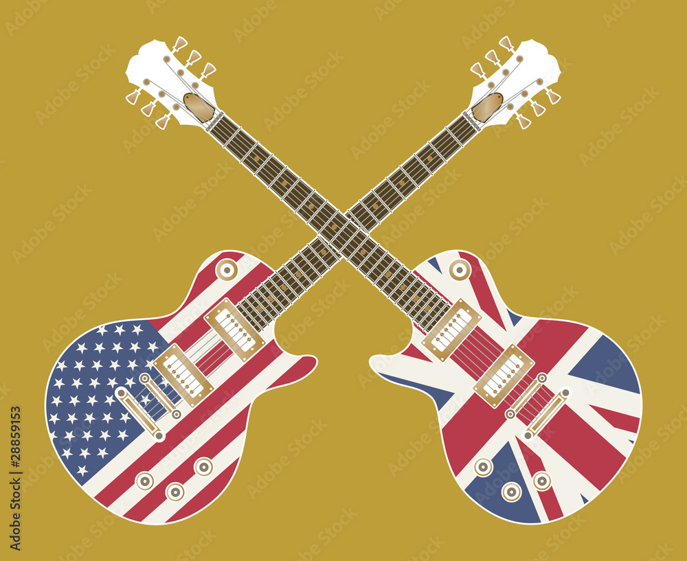 Obraz premium electric guitars with USA and UK flags