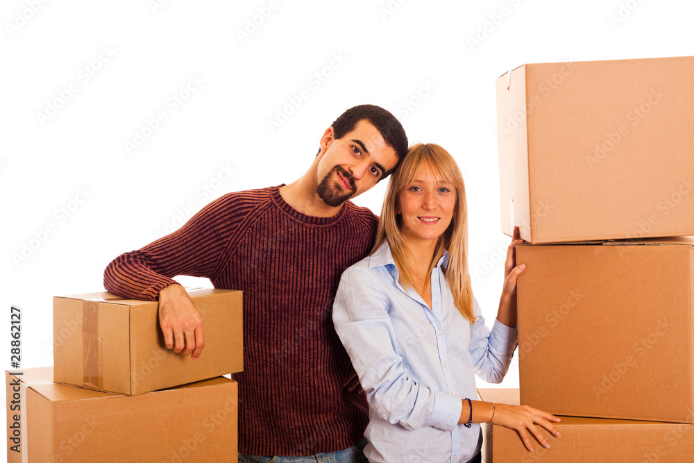 Young Happy Couple on Moving Young Happy Couple on Moving