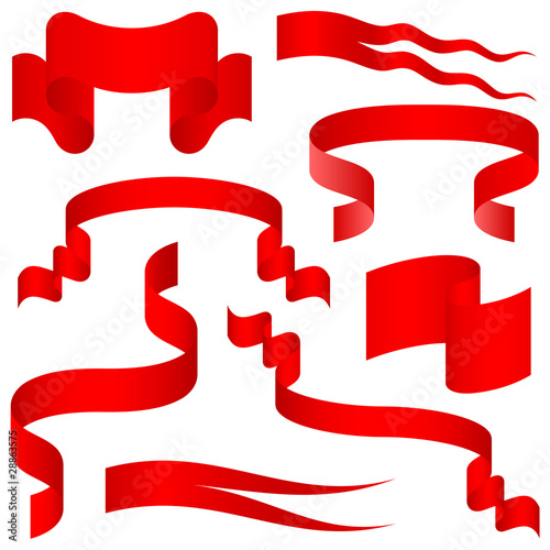 red ribbons and banners set