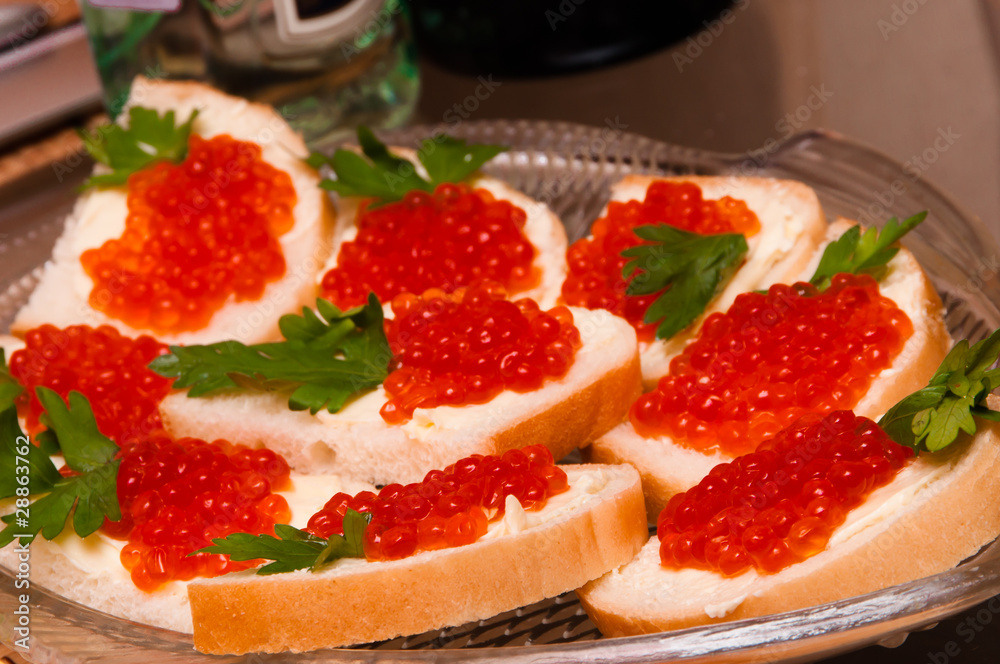 Sandwich with caviar