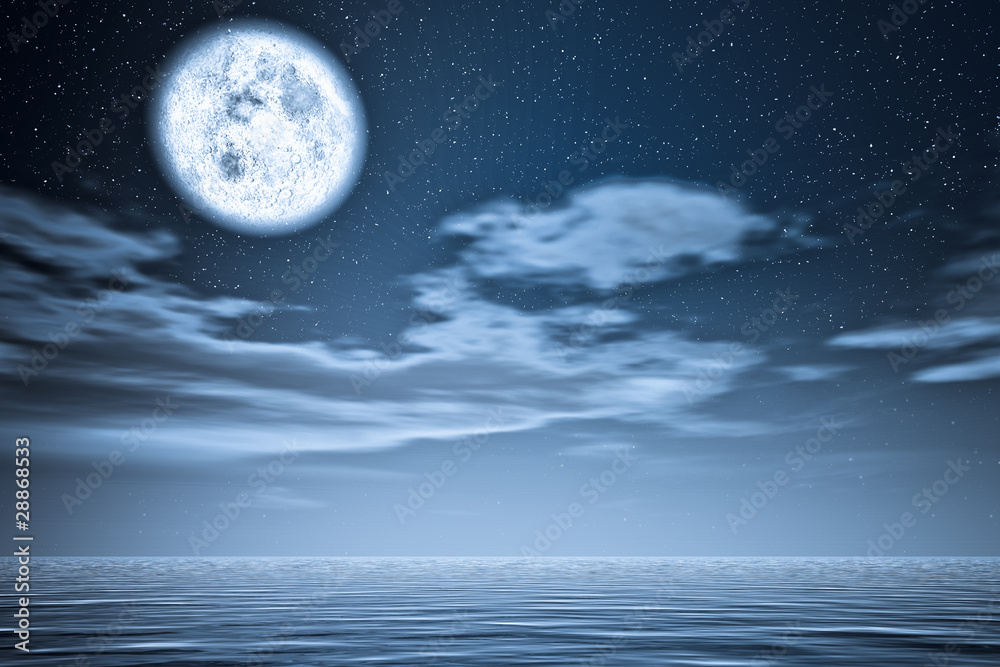 Fototapeta premium Moon upper the sea.