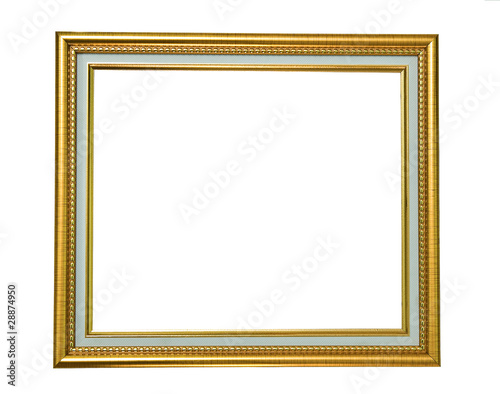 Isolated golden wooden Photo Frame