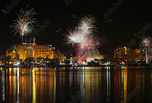 Festive firework in Eilat city, Israel © Alexey Protasov