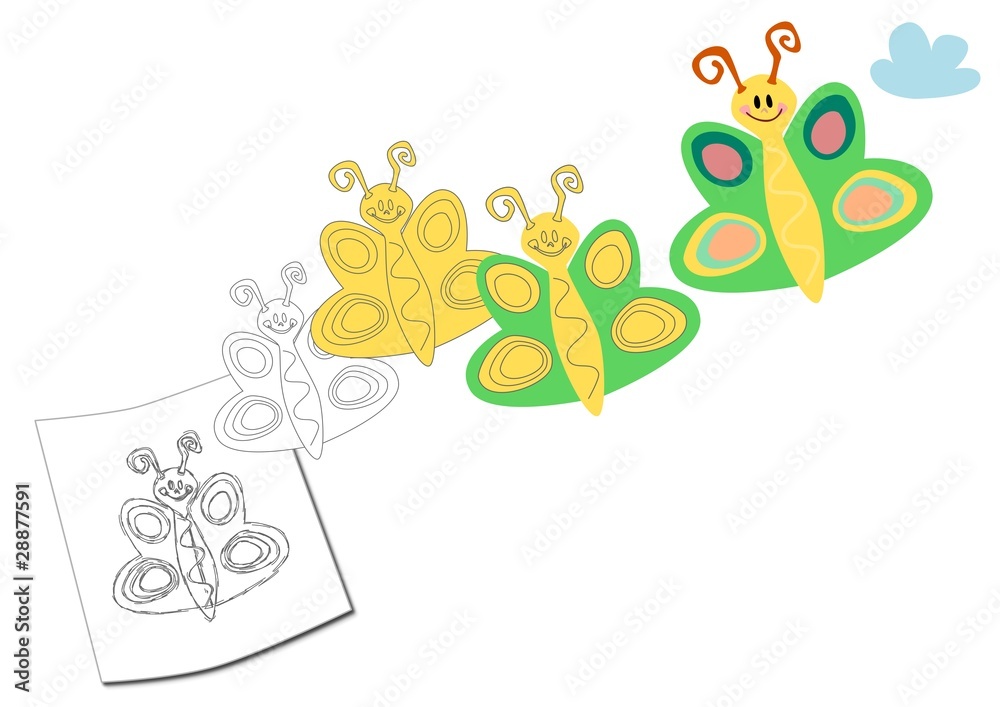 Illustration: Schmetterling von der Zeichnung zur Vektorgrafik Illustration: Schmetterling von der Zeichnung zur Vektorgrafik