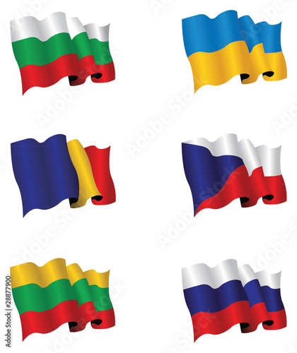 Set of six national flags