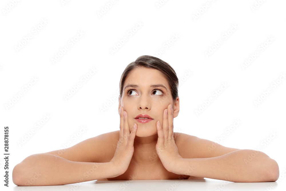 Beautiful young caucasian woman