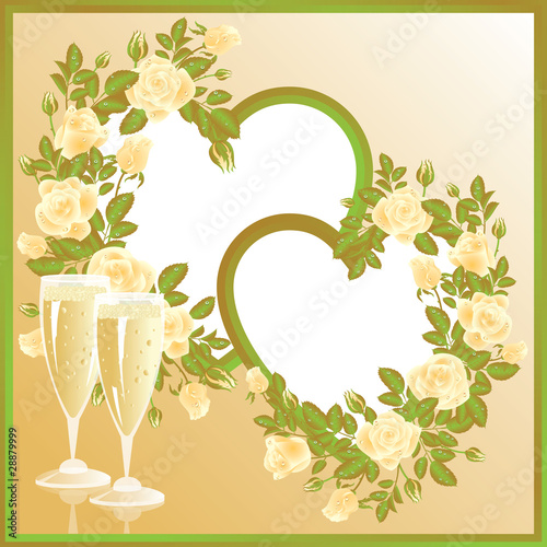 Love card with two hearts frame. vector illustration
