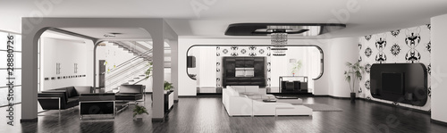Modern Apartment interior panorama 3d render #28880726