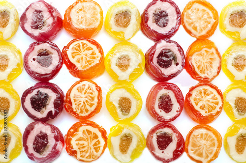 Bakcground made of candy with different fruit shapes
