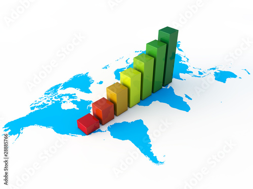 Business energetic graph on world map photo