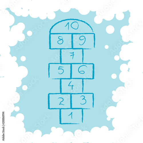 hopscotch and bubbles composition