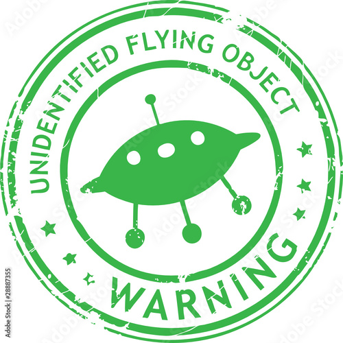 Stamp with UFO and the text unidentified flying object
