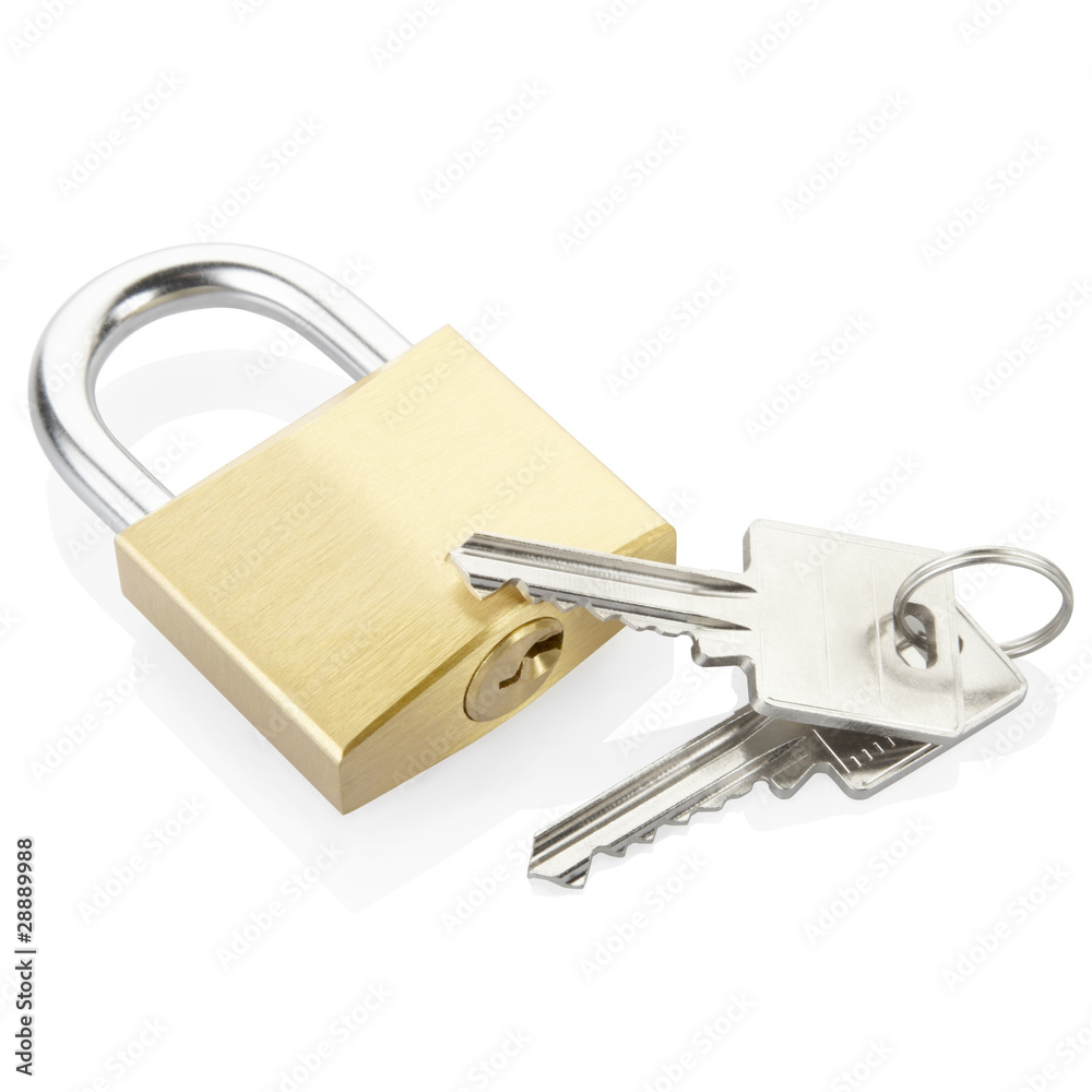 Padlock and key with clipping path Padlock and key with clipping path