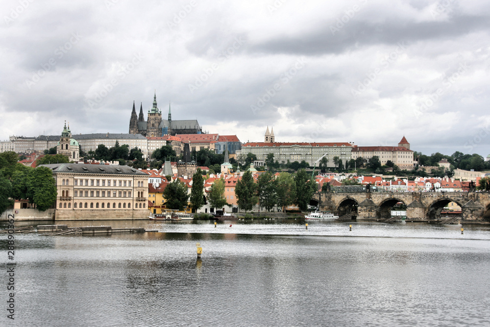 Prague, Czech Republic - cityscape with Vltava river Prague, Czech Republic - cityscape with Vltava river