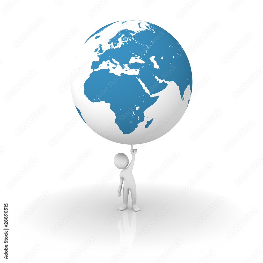 Man holding the planet earth: Africa and europe side