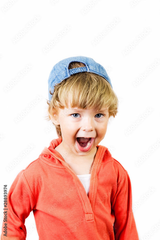 The little boy shouts