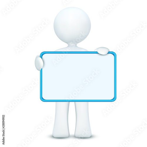 3d character holding blank board