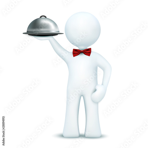 3d waiter serving food