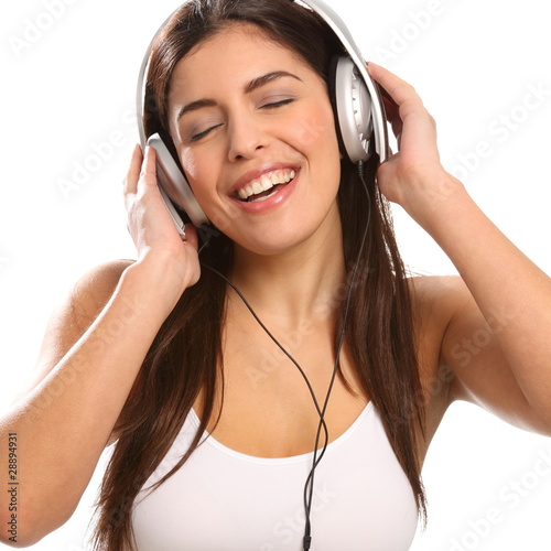 Music lover enjoying music on headphones